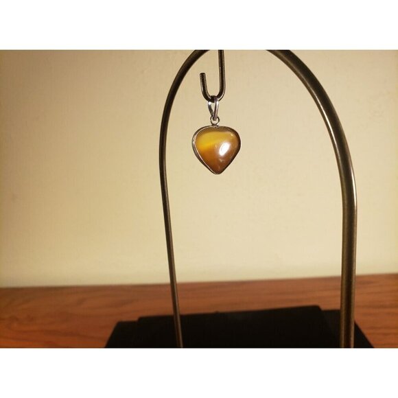 Heart Pendant Wrapped In Sterling Natural Stone Gradient Vintage - Picture 3 of 3